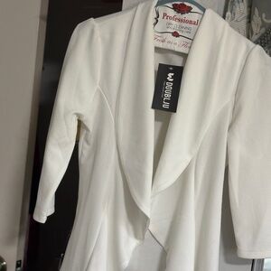NWT Casual lapel ruffle front Jacket 3/4 sleeve coat